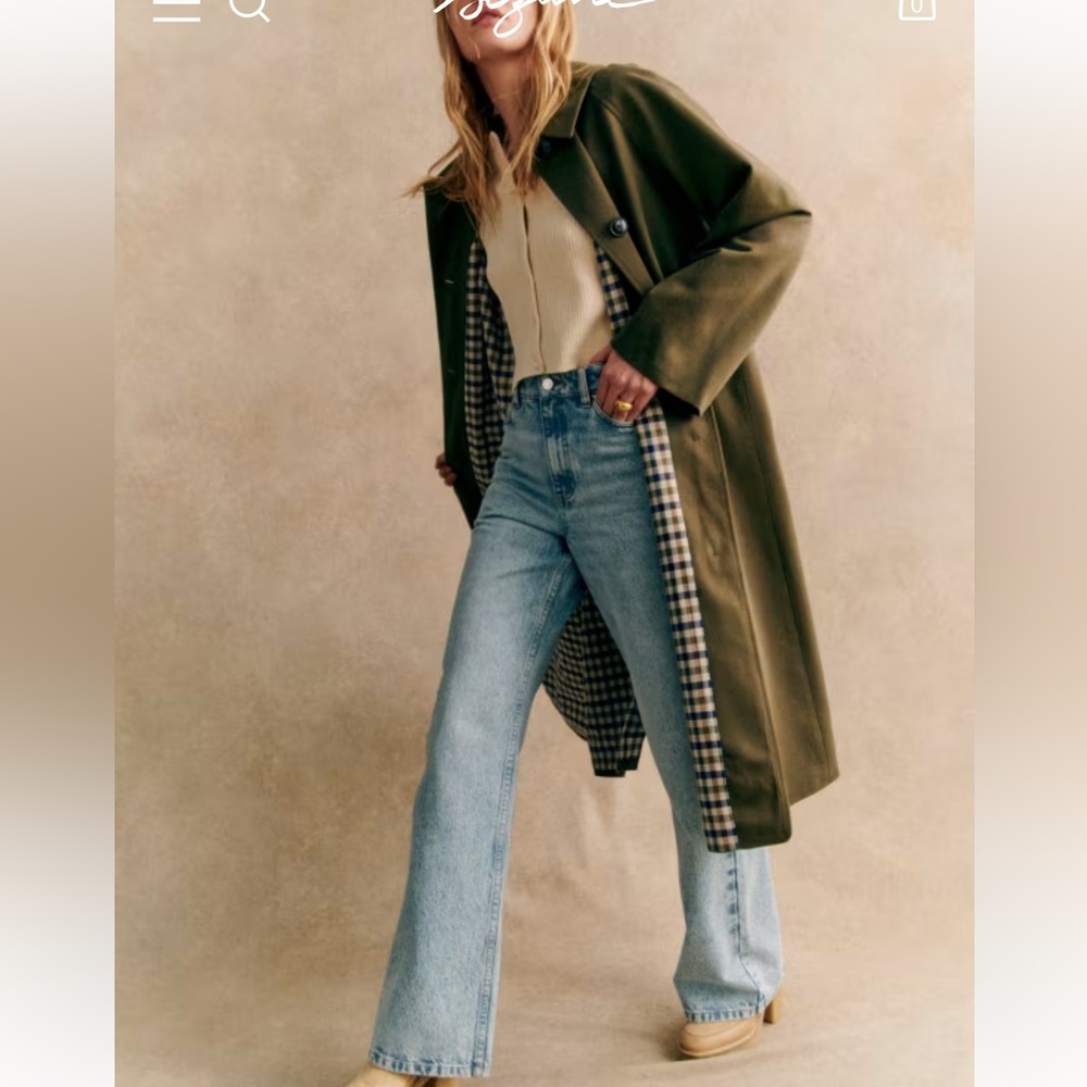 Sézane Clyde Trench Coat Dark Khaki
